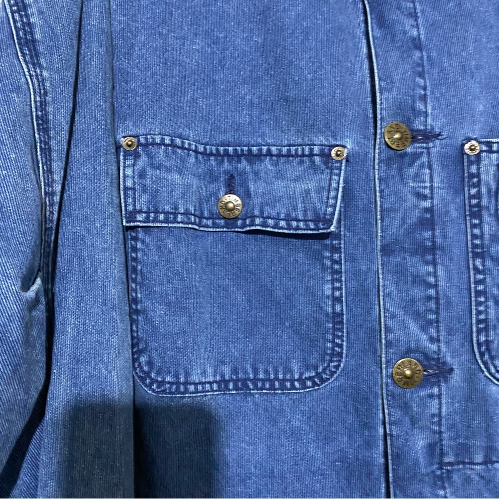 Timberland Chore Jacket Coat Denim M L XL XXL Chest 54” Blue Utility Oversized - Picture 5 of 16